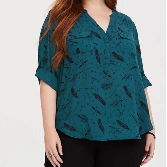 Torrid NWT Teal Harry Potter Blouse - Picture 2 of 8